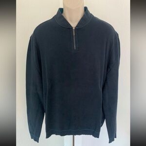 TED BAKER Mens Quarter Zip Neck Long Sleeve Navy Blue Top Shirt Blouse